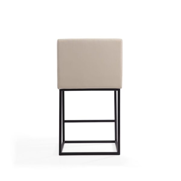 Manhattan Comfort Ambassador 38 in. Cream and Black Metal Counter Height Bar Stool