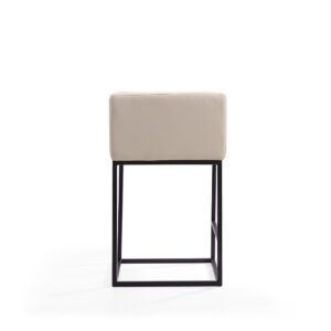 Manhattan Comfort Embassy 34 in. Cream and Black Metal Counter Height Bar Stool