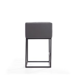 Manhattan Comfort Embassy 34 in. Grey and Black Metal Counter Height Bar Stool