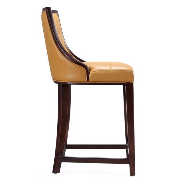 Manhattan Comfort Fifth Ave 39.5 in. Camel and Dark Walnut Beech Wood Counter Height Bar Stool