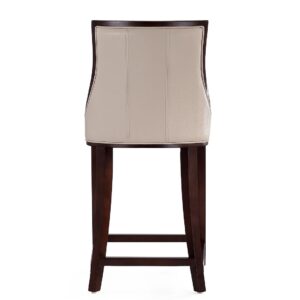 Manhattan Comfort Fifth Ave 39.5 in. Cream and Dark Walnut Beech Wood Counter Height Bar Stool