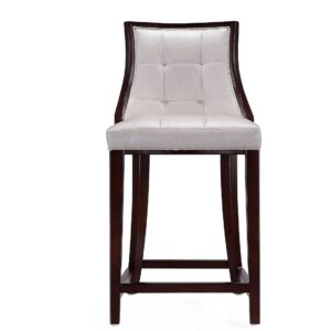 Manhattan Comfort Fifth Ave 39.5 in. White and Walnut Beech Wood Counter Height Bar Stool