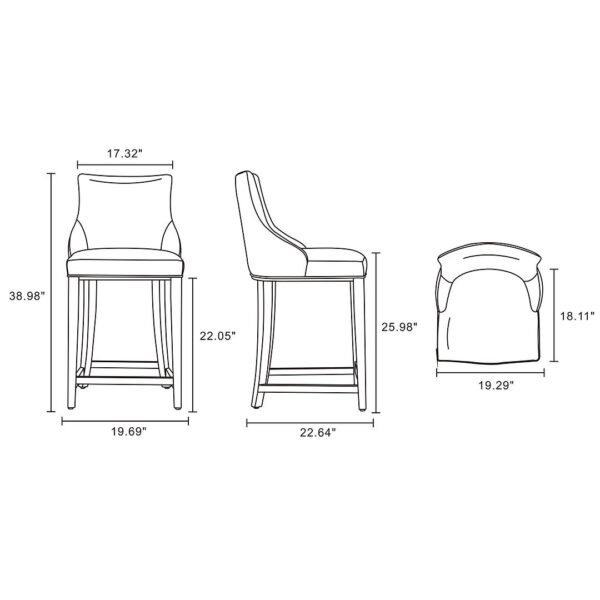 Manhattan Comfort Modern Shubert Counter Stool Upholstered in Ivory Leatherette with Beech Wood Legs