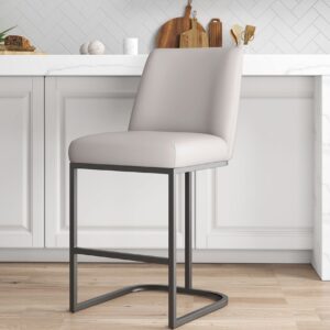 Manhattan Comfort Serena Modern Leatherette Upholstered Counter Stool in Light Grey