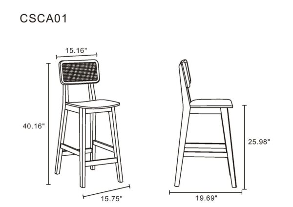 Manhattan Comfort Versailles Counter Stool in Nature Cane