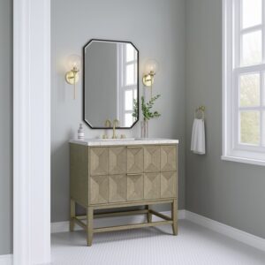 James Martin D100-V36-PBO-3EJP Emmeline 36 Inch Pebble Oak Single Vanity with 3CM Eternal Jasmine Pearl Top