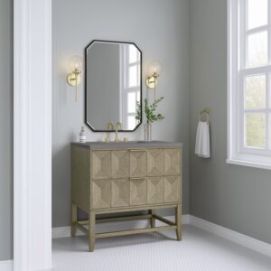 James Martin D100-V36-PBO-3GEX Emmeline 36 Inch Pebble Oak Single Vanity with 3CM Grey Expo Top