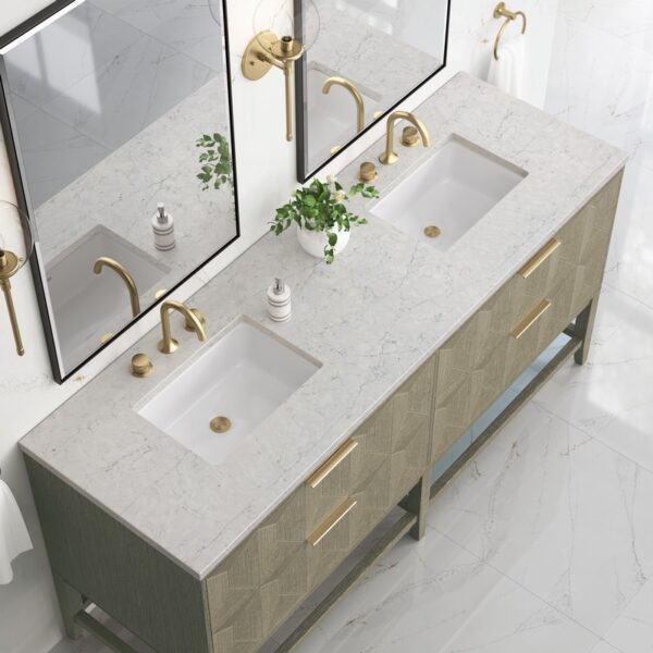 James Martin D100-V72-PBO-3EJP Emmeline 72 Inch Double Vanity in Pebble Oak with Eternal Jasmine Pearl Top