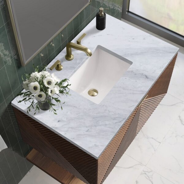 James Martin D200-V36-CSN-3CAR Marcello 36 Inch Chestnut Single Vanity with 3CM Carrara Marble Top