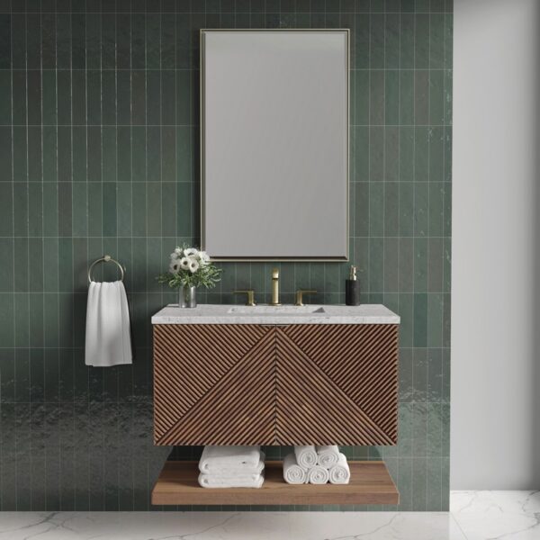 James Martin D200-V36-CSN-3EJP Marcello 36 Inch Chestnut Single Vanity with 3CM Eternal Jasmine Pearl Top