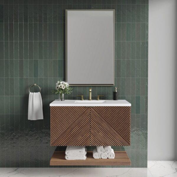 James Martin D200-V36-CSN-3WZ Marcello 36 Inch Chestnut Single Vanity with 3CM White Zeus Top