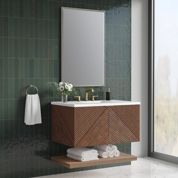 James Martin D200-V36-CSN-3WZ Marcello 36 Inch Chestnut Single Vanity with 3CM White Zeus Top