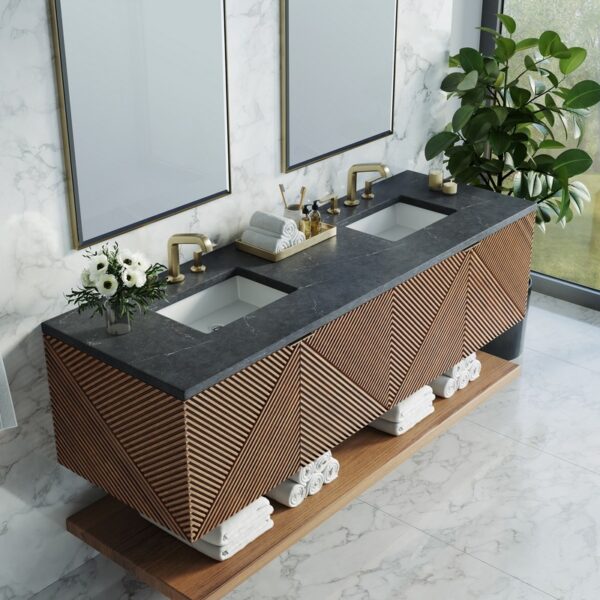 James Martin D200-V72-CSN-3CSP Marcello 72 Inch Chestnut Double Vanity with 3CM Charcoal Soapstone Top