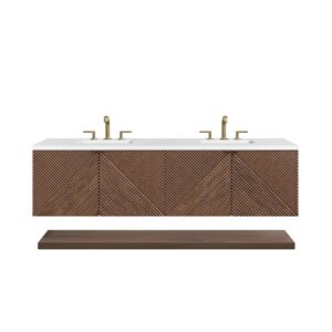 James Martin D200-V72-CSN-3WZ Marcello 72 Inch Chestnut Double Vanity with 3CM White Zeus Top