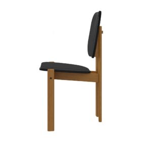 Manhattan Comfort Mid-Century Modern Gales Dining Chair with Solid Wood Legs in Black - Set of 2