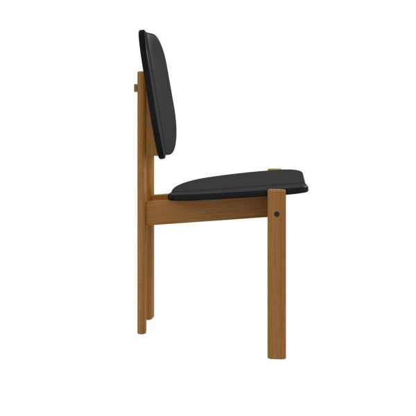 Manhattan Comfort Mid-Century Modern Gales Dining Chair with Solid Wood Legs in Black - Set of 2