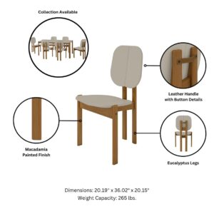 Manhattan Comfort Mid-Century Modern Gales Dining Chair with Solid Wood Legs in Greige - Set of 2