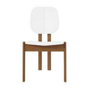 Manhattan Comfort Mid-Century Modern Gales Dining Chair with Solid Wood Legs in White - Set of 2