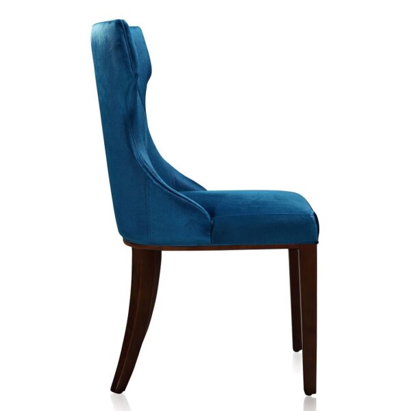 Manhattan Comfort Reine Cobalt Blue and Walnut Velvet Dining Chair (Set of Two)