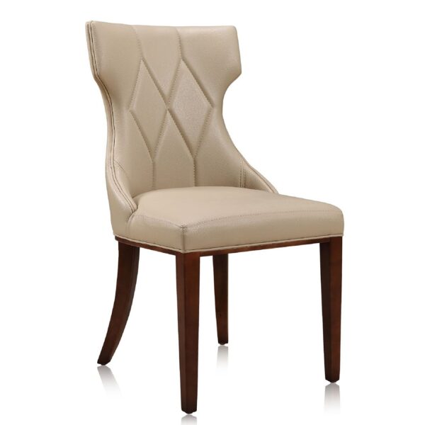 Manhattan Comfort Reine Cream and Walnut Faux Leather Dining Chair (Set of Two)