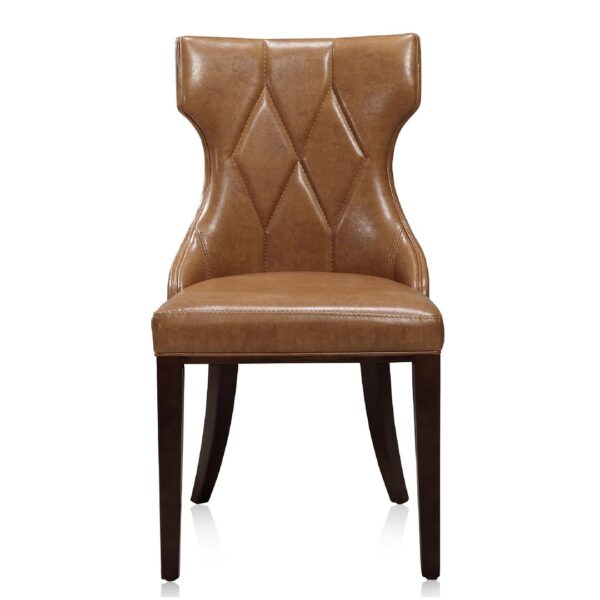 Manhattan Comfort Reine Saddle and Walnut Faux Leather Dining Chair (Set of Two)