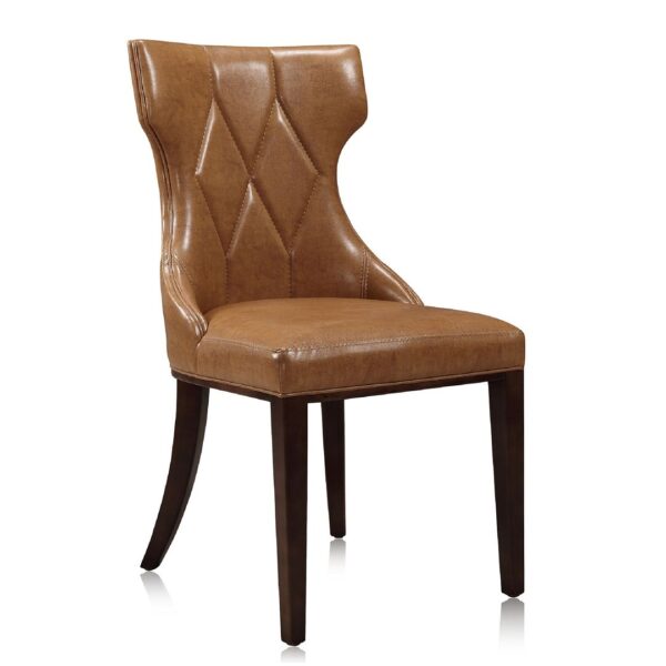 Manhattan Comfort Reine Saddle and Walnut Faux Leather Dining Chair (Set of Two)