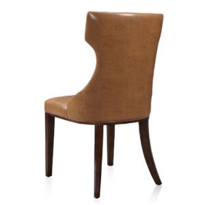 Manhattan Comfort Reine Saddle and Walnut Faux Leather Dining Chair (Set of Two)