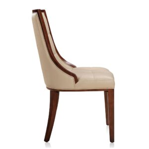 Manhattan Comfort Fifth Avenue Cream and Walnut Faux Leather Dining Chair (Set of Two)