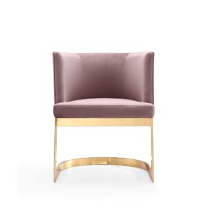 Manhattan Comfort Aura Blush and Polished Brass Velvet Dining Chair