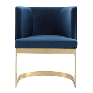 Manhattan Comfort Aura Royal Blue and Polished Brass Velvet Dining Chair