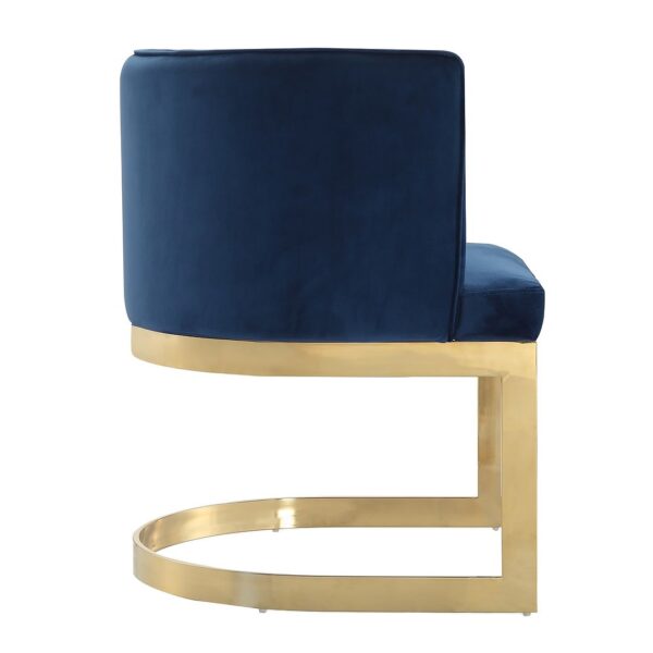 Manhattan Comfort Aura Royal Blue and Polished Brass Velvet Dining Chair