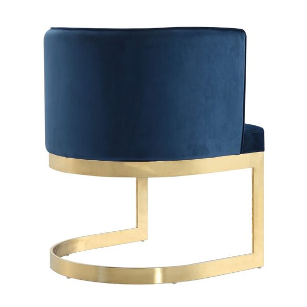 Manhattan Comfort Aura Royal Blue and Polished Brass Velvet Dining Chair