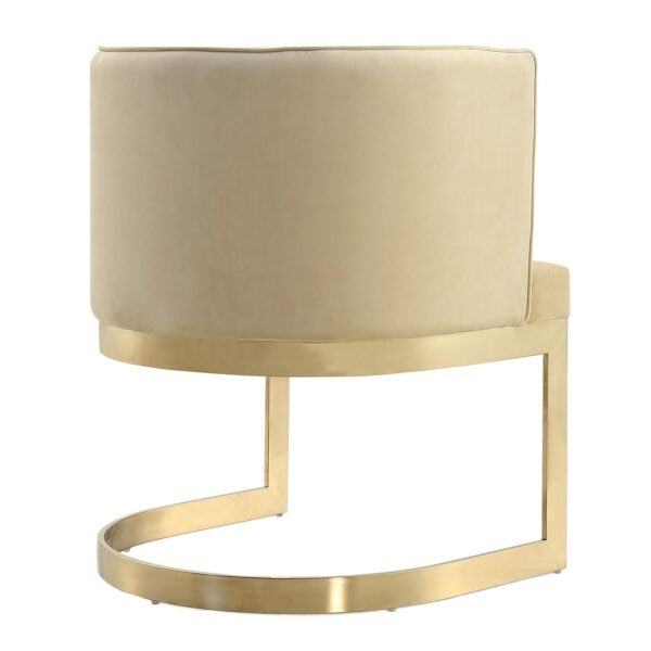 Manhattan Comfort Aura Sand and Polished Brass Velvet Dining Chair