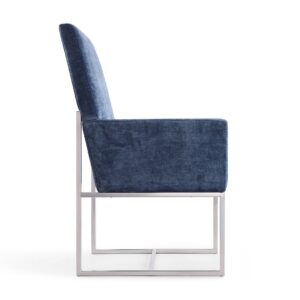 Manhattan Comfort Element Blue Velvet Dining Armchair