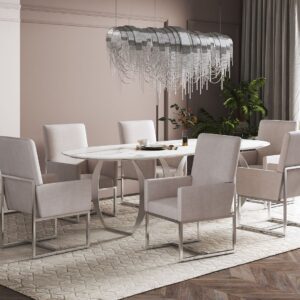 Manhattan Comfort Element Champagne Velvet Dining Armchair