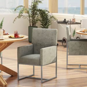 Manhattan Comfort Element Steel Velvet Dining Armchair