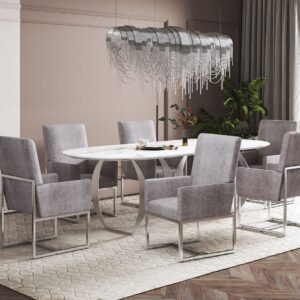 Manhattan Comfort Element Steel Velvet Dining Armchair