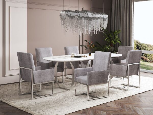 Manhattan Comfort Element Steel Velvet Dining Armchair