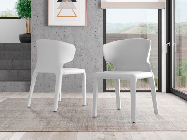 Manhattan Comfort Conrad Cream Faux Leather Dining Chair (Set of 2)