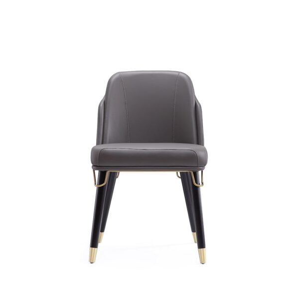 Manhattan Comfort Estelle Pebble and Black Faux Leather Dining Chair