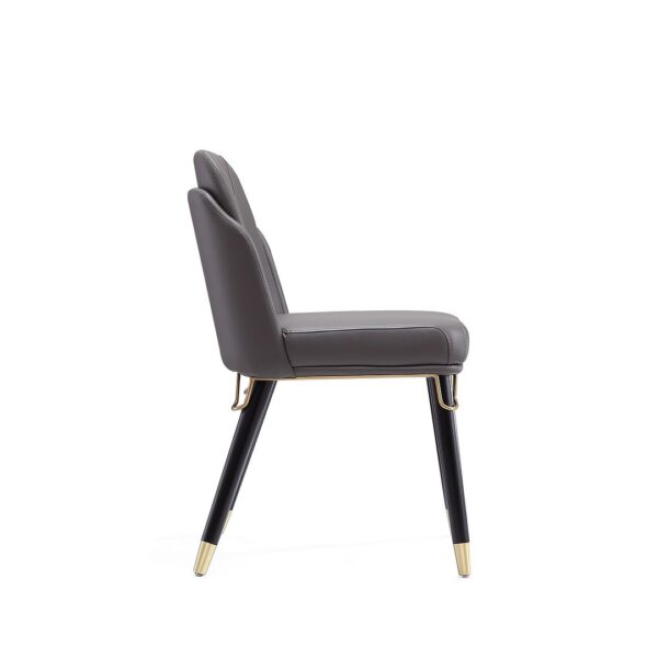 Manhattan Comfort Estelle Pebble and Black Faux Leather Dining Chair