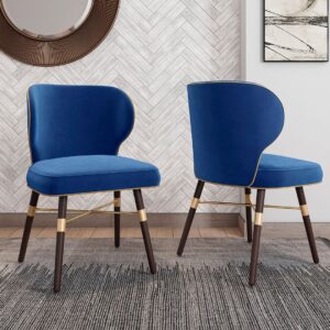 Manhattan Comfort Strine Royal Blue Velvet Dining Chair