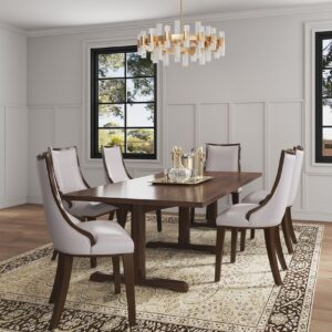 Manhattan Comfort Grand Faux Leather Dining Chairs - Set of 2 in Light Grey