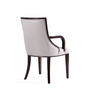 Manhattan Comfort Grand Faux Leather Dining Armchair in Light Grey