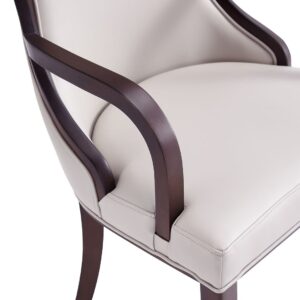 Manhattan Comfort Grand Faux Leather Dining Armchair in Light Grey