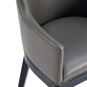 Manhattan Comfort Gansevoort Modern Faux Leather Dining Armchair in Pebble Grey