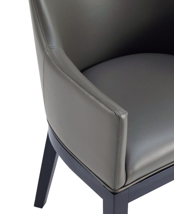 Manhattan Comfort Gansevoort Modern Faux Leather Dining Armchair in Pebble Grey