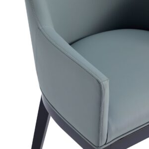 Manhattan Comfort Gansevoort Modern Faux Leather Dining Armchair in Pewter