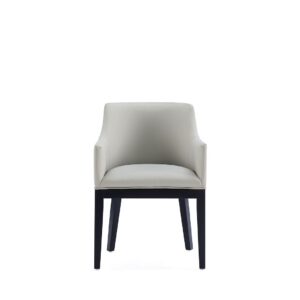 Manhattan Comfort Gansevoort Modern Faux Leather Dining Armchair in Stone Grey