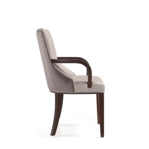 Manhattan Comfort Shubert Modern Faux Leather and Velvet Dining Armchair in Light Grey